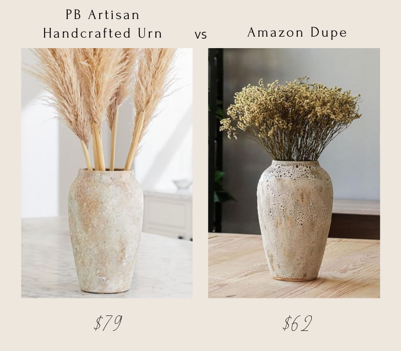 Pottery Barn tall vase vs Amazon Dupe