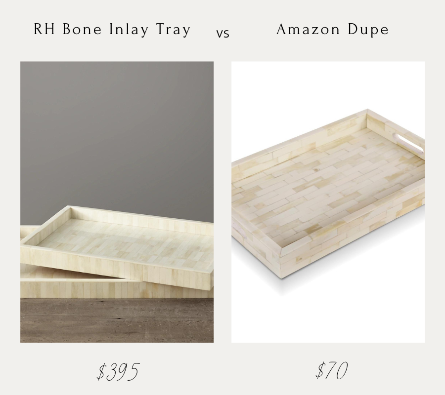 restoration hardware bone inlay tray vs amazon dupe with price comparison