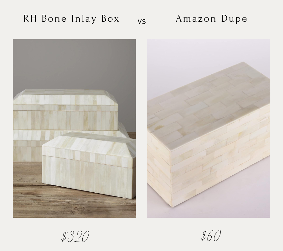 restoration hardware bone inlay box vs amazon dupe with price comparison