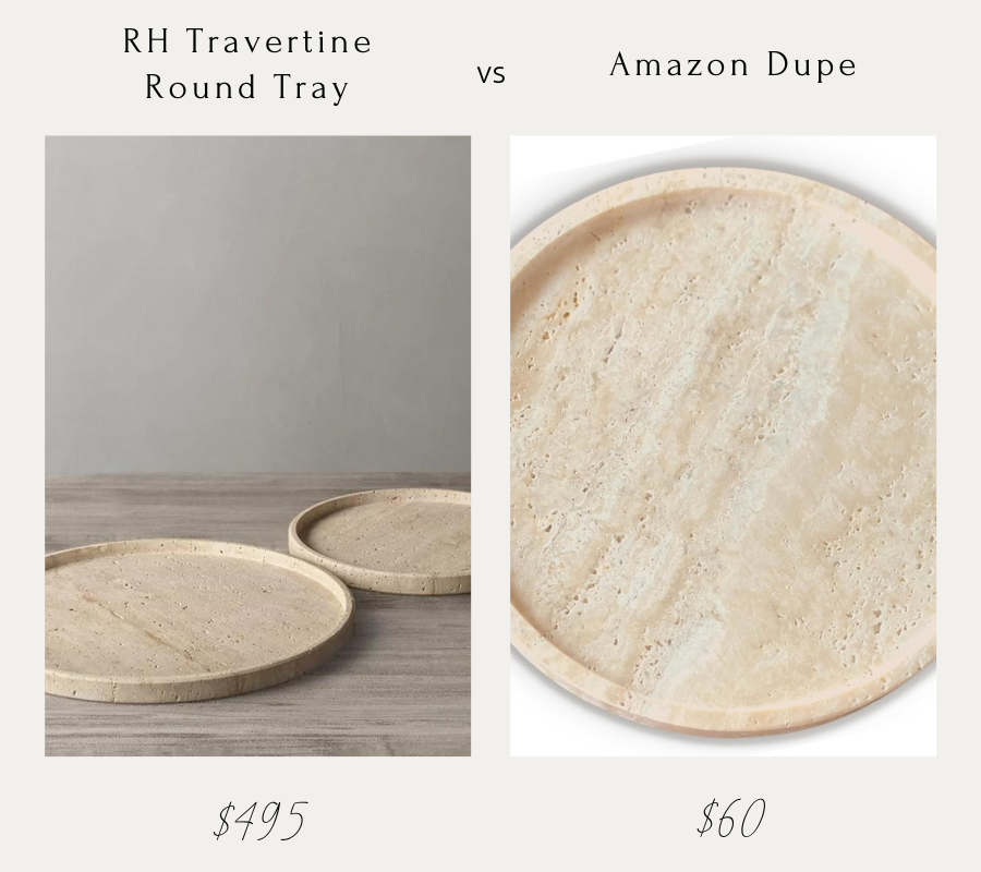 restoration hardware travertine round tray vs amazon dupe with price comparison