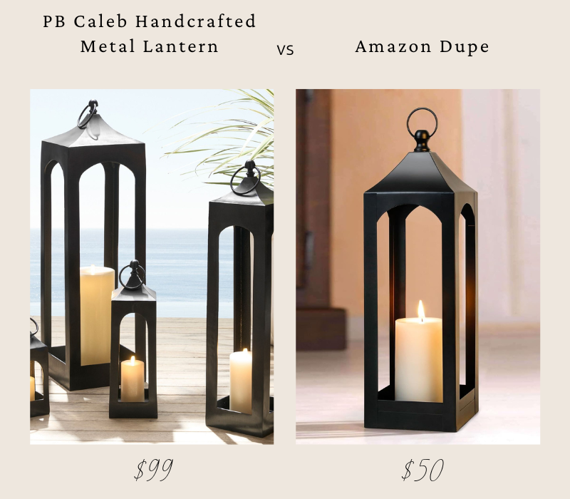 Pottery Barn lantern vs Amazon Dupe